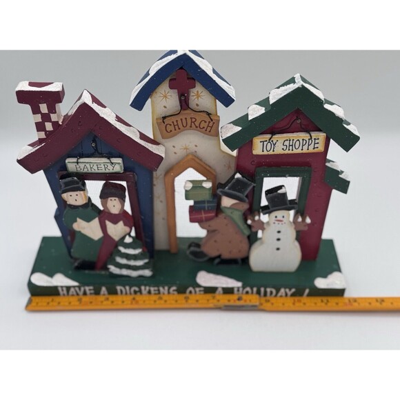 Christmas Dickens Wooden Table/Mantle Holiday Decoration Snowman Town Village - Picture 8 of 10